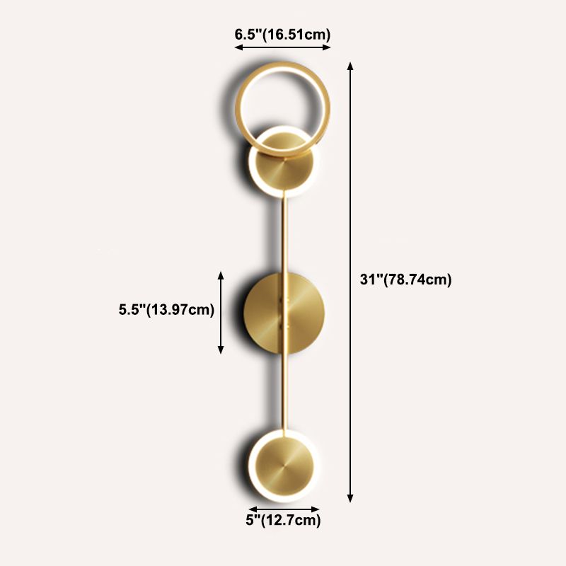 Nordic Style Brass Wall Light Circle Gold LED Wall Sconce for Living Room