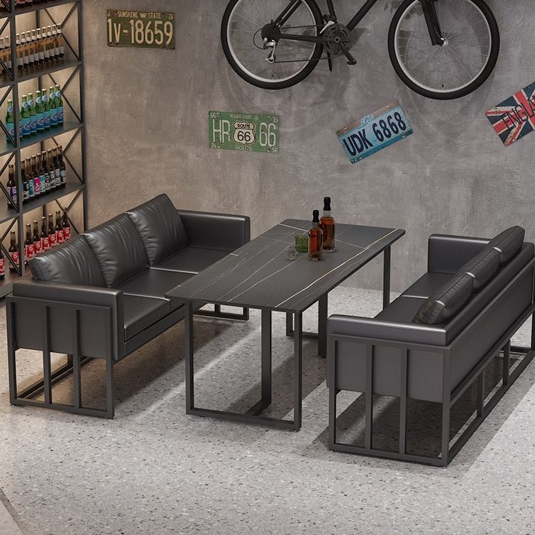 Industrial Sintered Stone Dinner Room Kitchen Table Black Sled Table for Dining Room