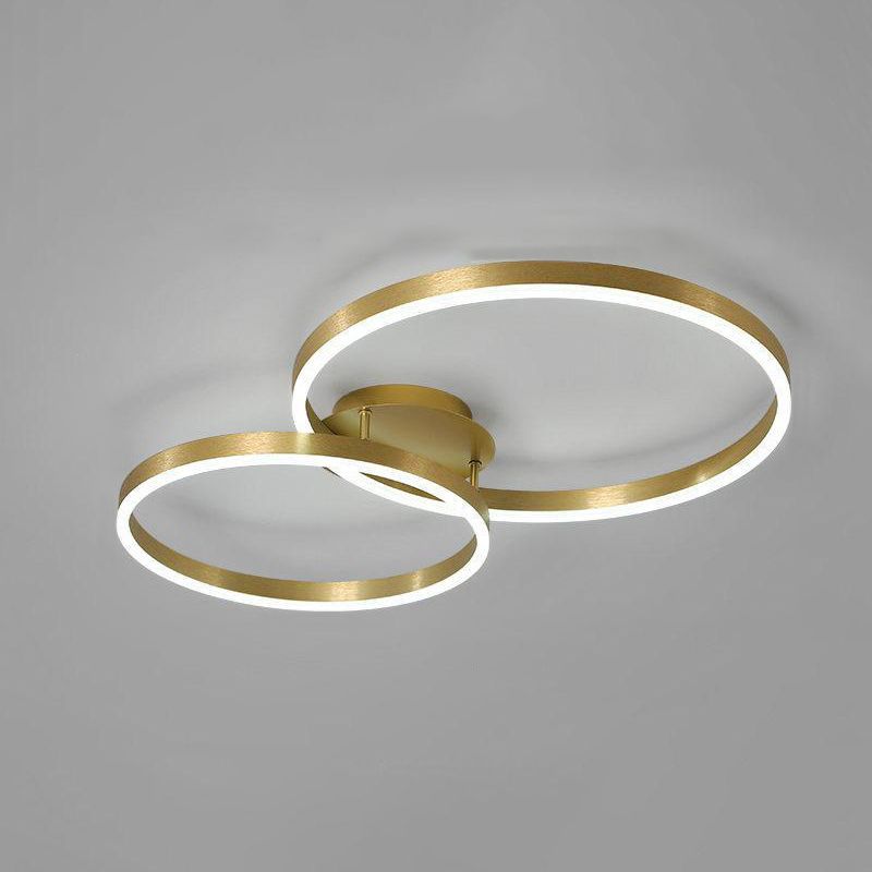 Gold Halo LED Ceiling Lighting Minimalist Aluminum Semi Flush Light Fixture for Bedroom