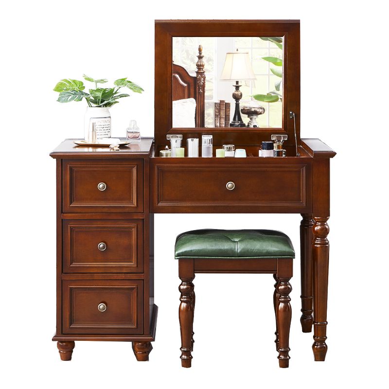 Traditional Solid Wood Makeup Vanity Desk Bedroom Vanity Dressing Table with Drawer