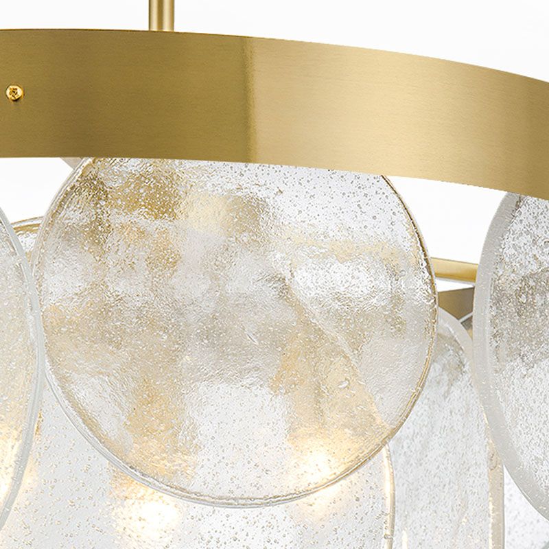 Modern Style Chandelier Light Fixture Round Shape Clear Glass Hanging Light