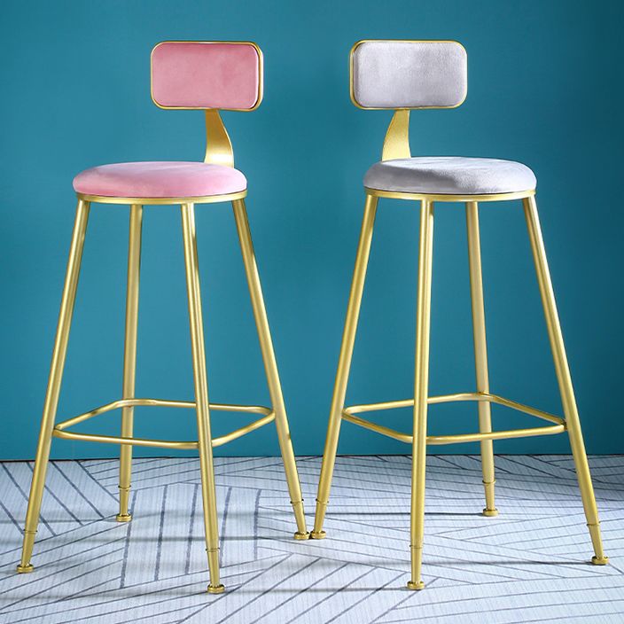 Glam Low Back Counter Stool Round Upholstered Counter Height Stool for Shop