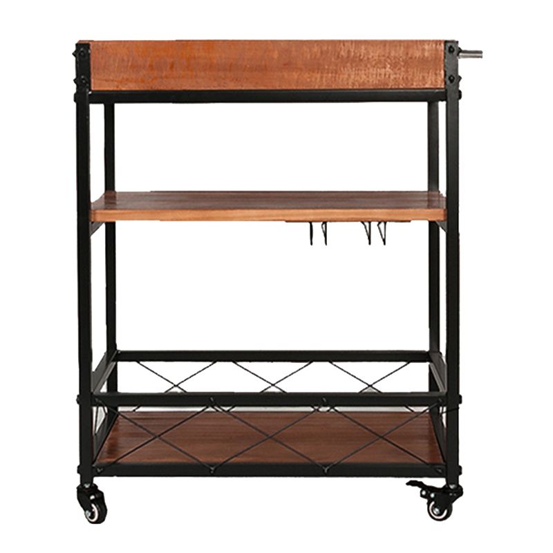 Contemporary Rolling Kitchen Cart Wood Rectangular Kitchen Cart for Dining Room