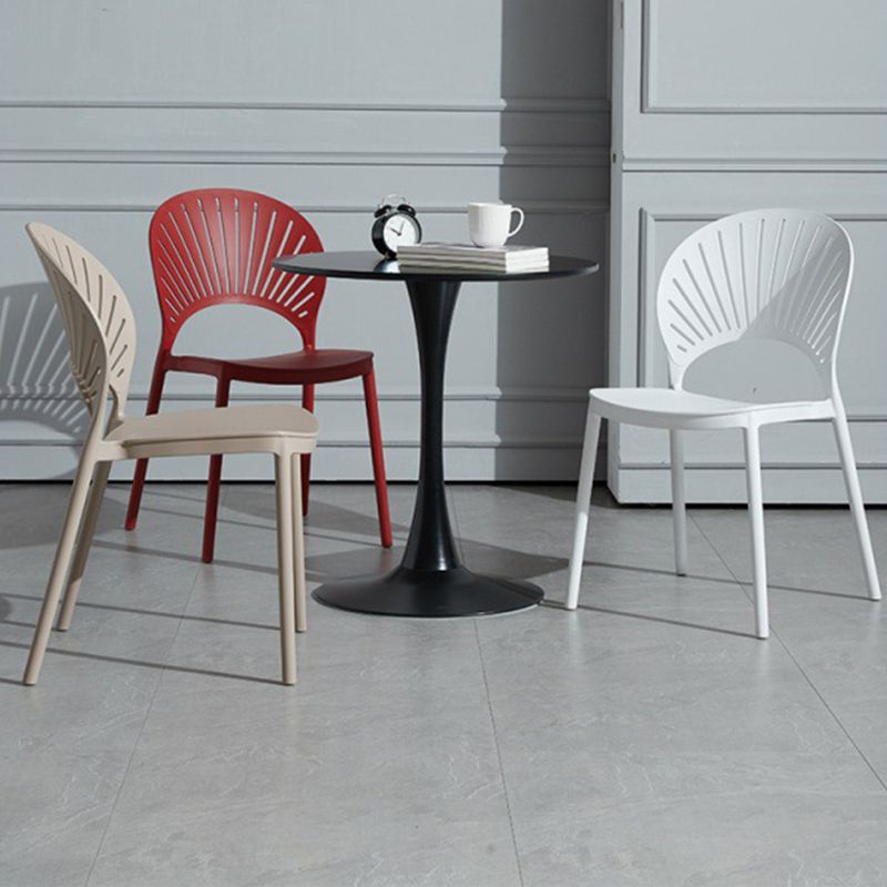Scandinavian Plastic Armless Chair Kitchen Dining Room Open Back Chair