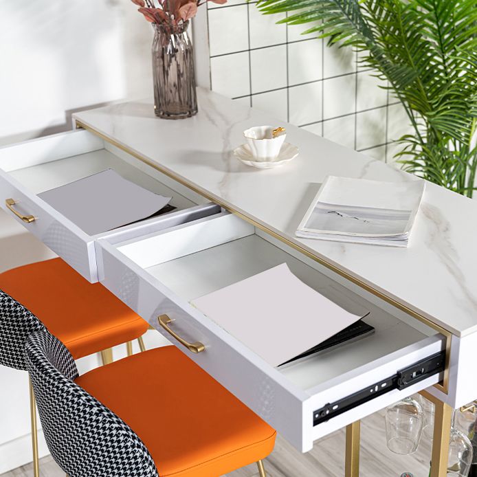 Glam Style Stone Bar Table Set 1/2/3 Pcs Rectangular Pub Set for Indoor