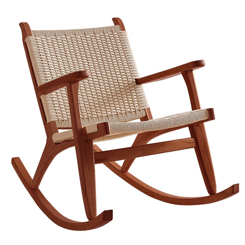 Traditional Rocking Chair Solid Wood Frame Wing Chair Back Indoor Rocking Chair