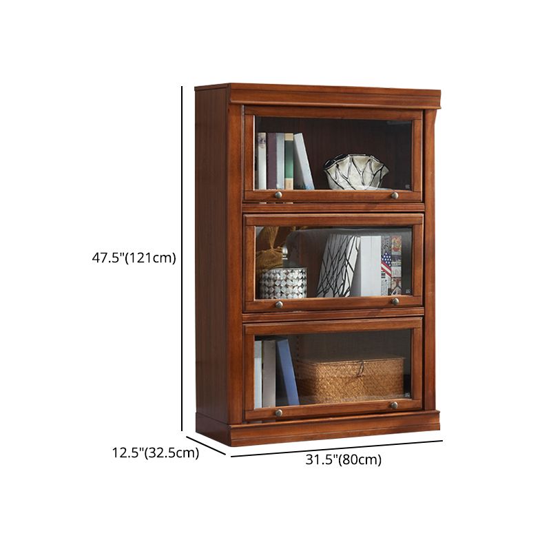 Espresso Shelf Bookcase With Doors Closed Back Shelf for Office