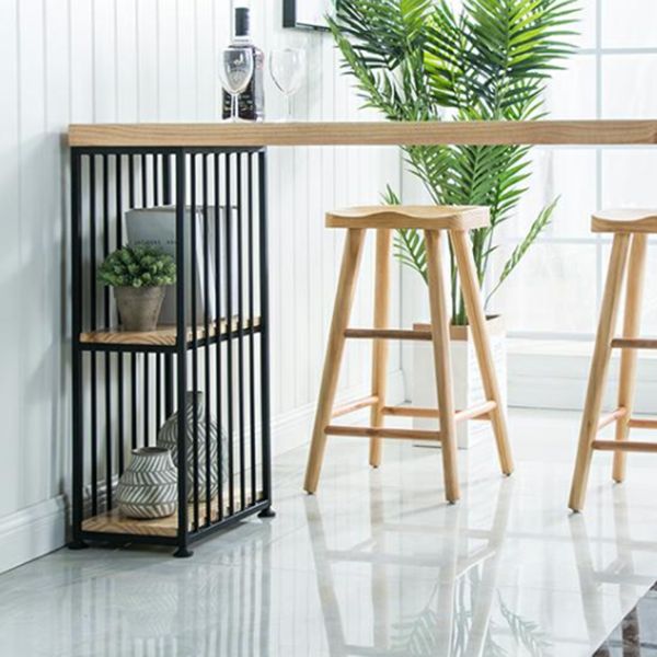 Glam Style Rectangle Bar Table Pine Solid Wood Bar Dining Table with Storage