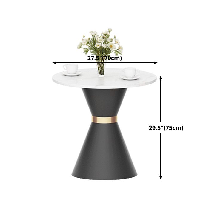 Luxury Sintered Stone Top Dining Table Indoor Round Table with Metal Pedestal