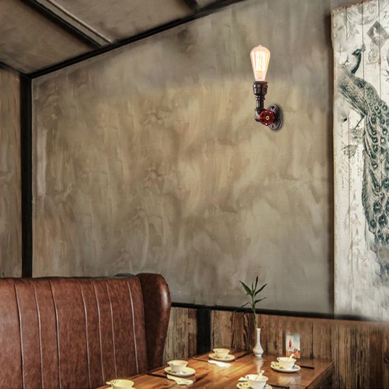 Metallische Bronze Wandmontierte Lampenpublied Schatten 1 Kopf Vintage Industrial Leuchten mit rotem Ventil -Deco