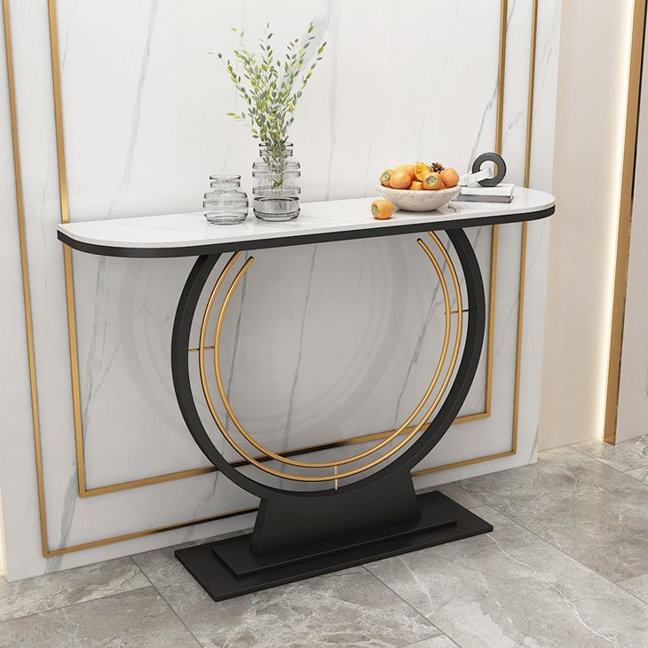 Contemporary Half Moon Console Accent Table Antique Finish Console Sofa Table