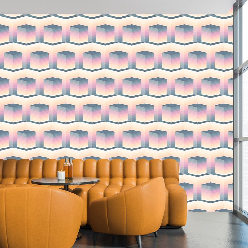 Geometric 3D Illusion Mural Wallpaper for Dining Room Wall Decor Multiple Sizes Available