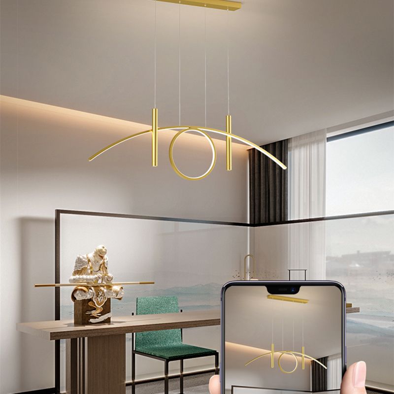 Linear Shape Island Lights Modern Style Metal 4-Light Island Lighting