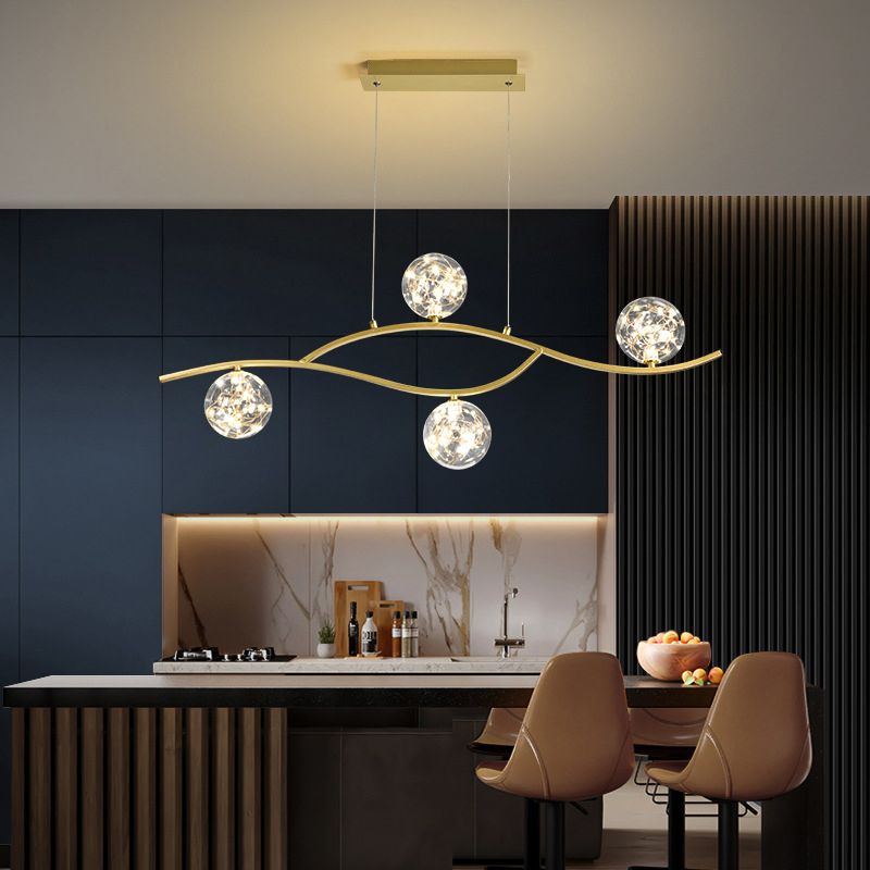 Modern Style Chandelier Light Round Glass Shade Ceiling Hanging Light for Dining Room
