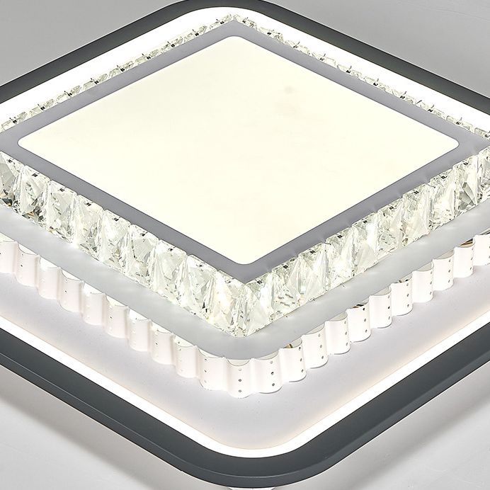 3-Tier Crystal Flush Mount Light Fixture Minimalist Black Flush Mount LED Light for Bedroom