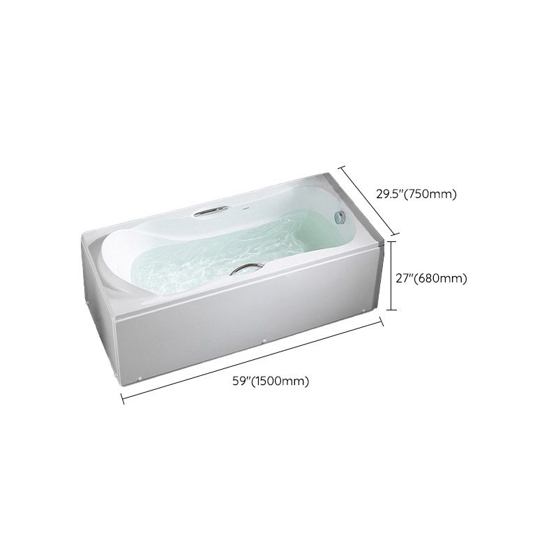 Modern Corner White Bathtub Acrylic Rectangle Back to Wall with Drain Bath Tub