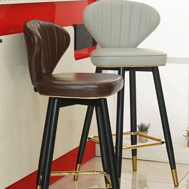 Metal Black Counter Stools Upholstered Low Back Scandinavian Bar Stools