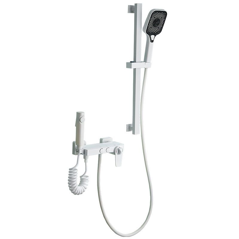 Adjustable Spray Pattern Shower System Wall Mounted White Lever Handle Shower System