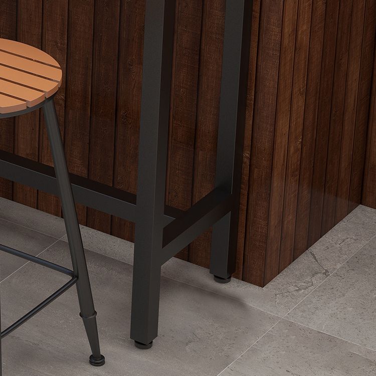 Outdoor Wood Rectangle Bar Height Table Modern Brown Trestle Bistro Bar Table