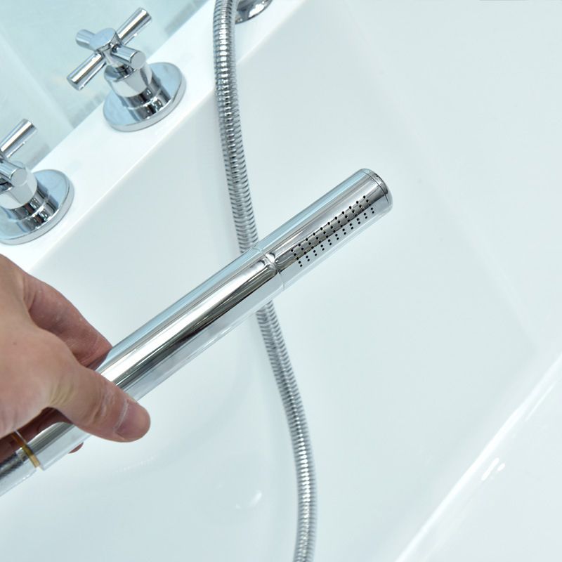 Modern White Oval Bath Tub Drain and Overflow Trim Tub in Bathroom