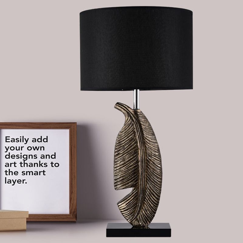 1 Lampe de tâche de la chambre à coucher de l'ampoule nordique noir Livre de lecture avec une teinte en tissu cylindrique