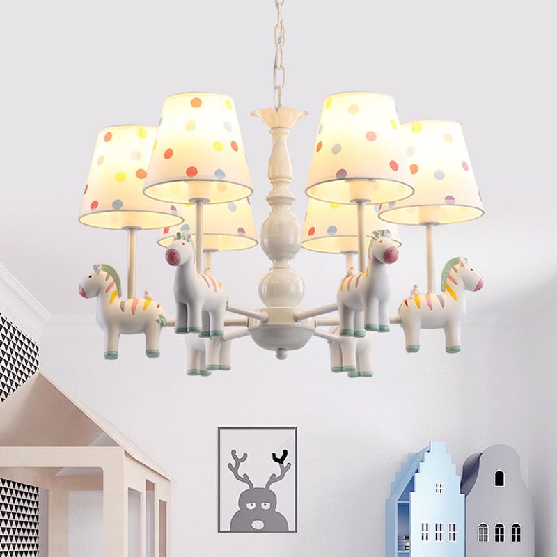 Zebra Bedroom Chandelier Pendant Light Resin Childrens Hanging Light with Patterned Fabric Shade