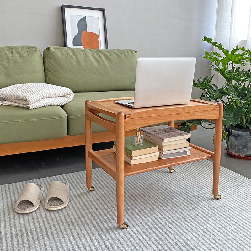 Modern Rectangular End Table Double Tier Corner Table with Storage