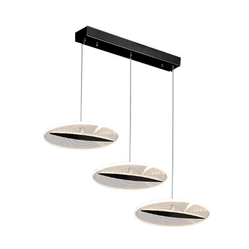 Disque multi-pendentif minimaliste acrylique 3 têtes salle à manger plafond le plafond plafond s'accompagnement en blanc / noir / or