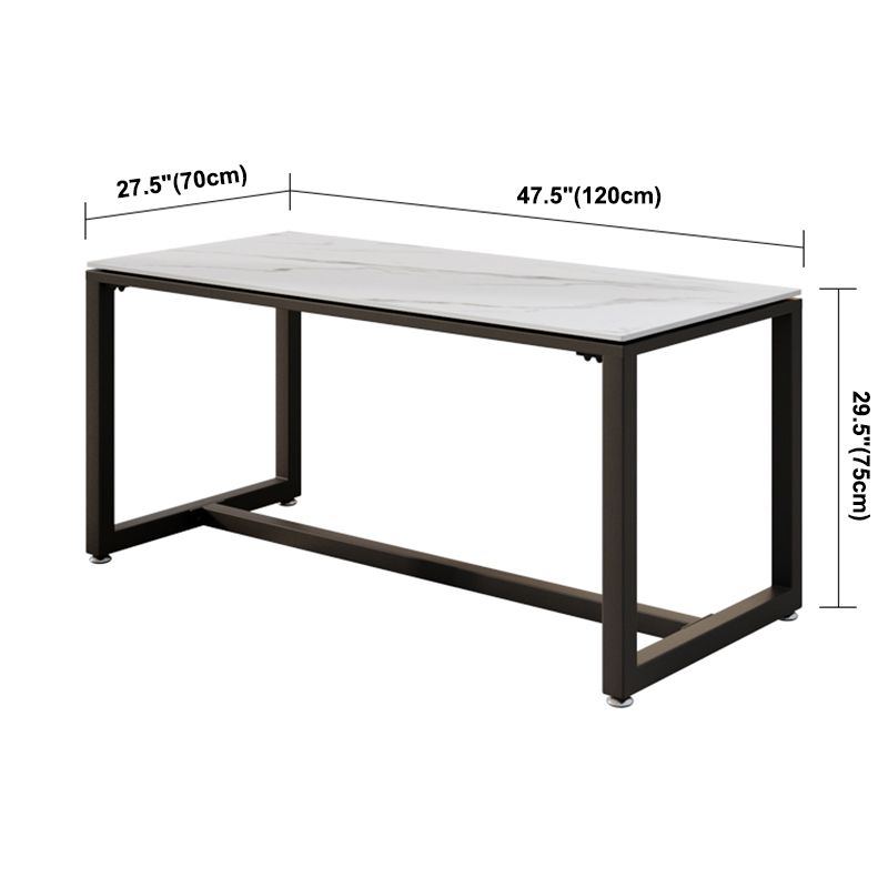 Moderne stijl witte eettafel gesinterde stenen tafel met zwart frame voor eetkamer