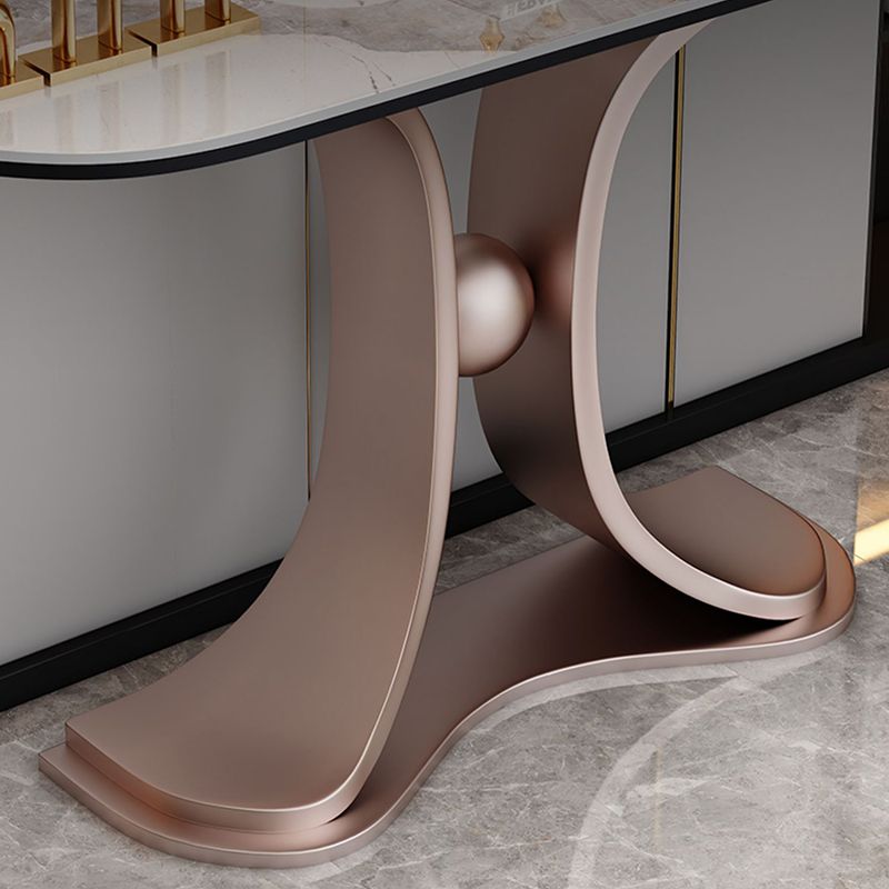 Glam Half Moon Console Table Stone Console Sofa Table for Hall