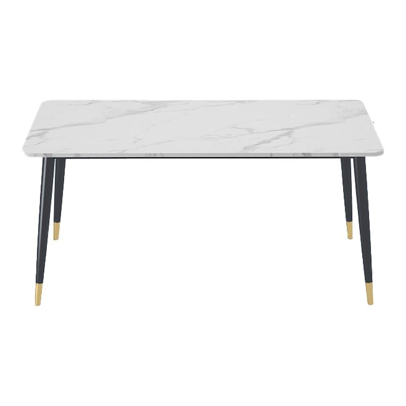 1/4/5 Pieces White Stone Dining Set Modern Solid Back Chair Rectangle Dining Furniture