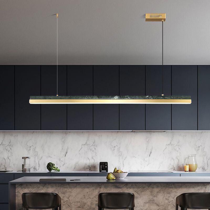 Modern Style Linear Hanging Pendant Light Metal One Light Pendant Light Fixture