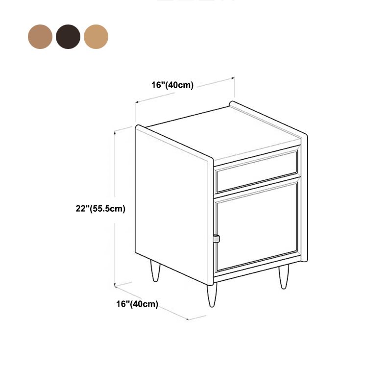 1 Drawer Contemporary Nightstand 1 Door Bedside Cabinet ,22" Tall