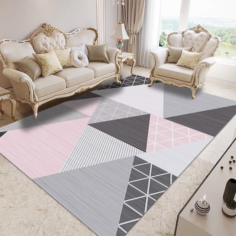 Modern Home Decor Carpet Geometric Contrast Panel Area Rug Polyester Carpet with Non-Slip Backing