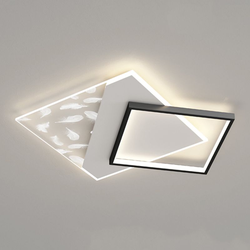 2 Light Square Ceiling Lamp Modern Style Metal Ceiling Lighting for Living Room