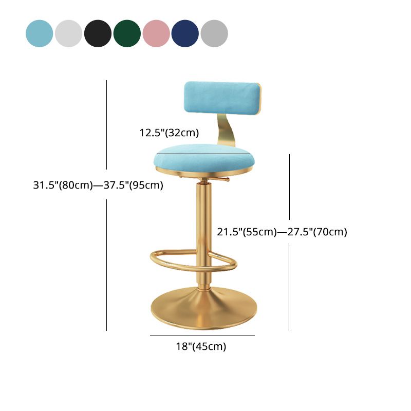 Taburete giratorio ajustable Glam, taburete de bar de cocina de hierro con cojín de terciopelo