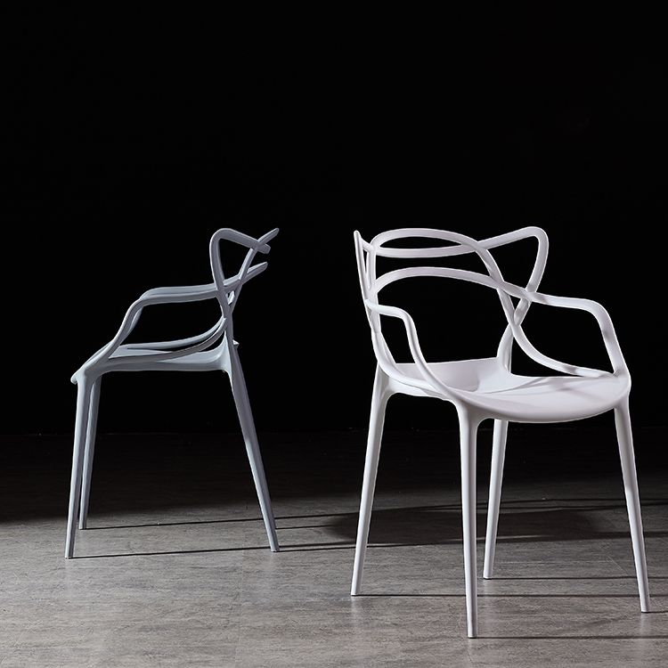 Fauteuil de salle à manger en plastique scandinave, fauteuils de salle à manger empilables d'intérieur