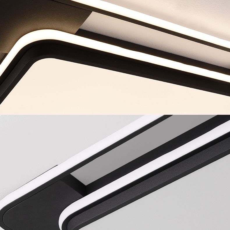 Black Modern Style Flush Ceiling Lights 1-Light Geometric Acrylic Flush Mount Fixture