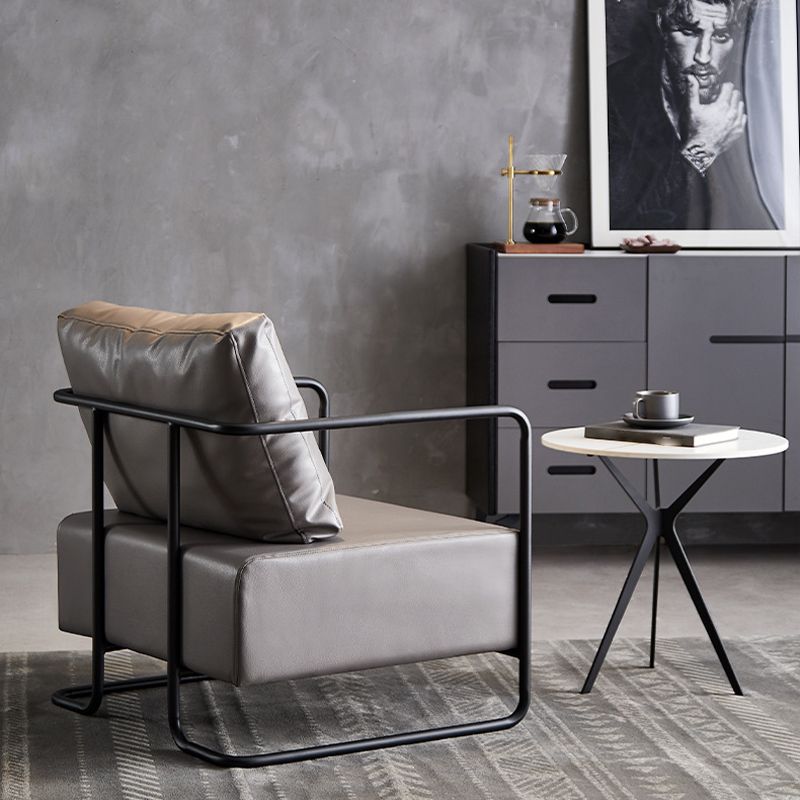 Contemporary Bonded Leather with Pillow Track Arms Accent Armchair