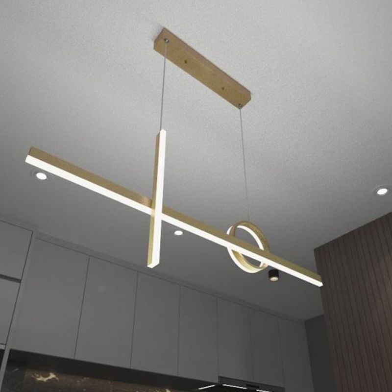 3 luces de isla lineal ligera Ideas de iluminación de isla de metal contemporánea para cocina