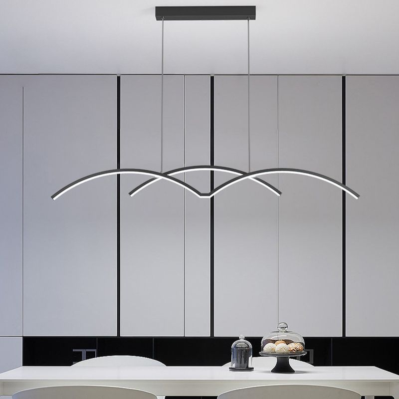 Linear 2 - Light Kitchen Light Fixture Contemporary Metal LED Ceiling Pendant Lighting