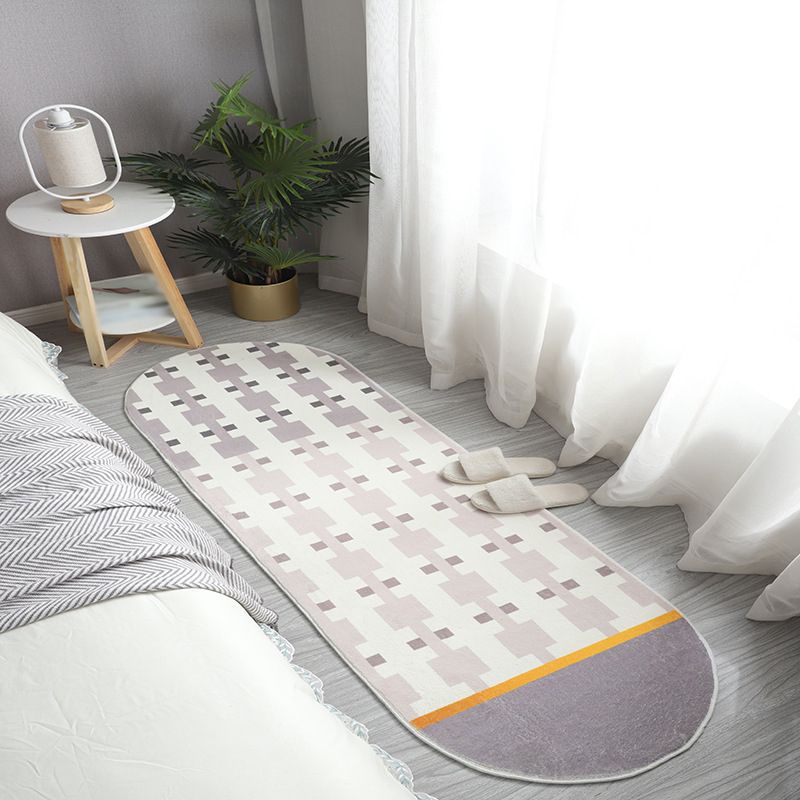 Green Casual Carpet Polyester Striped Carpet Washable Carpet for Home Decoration