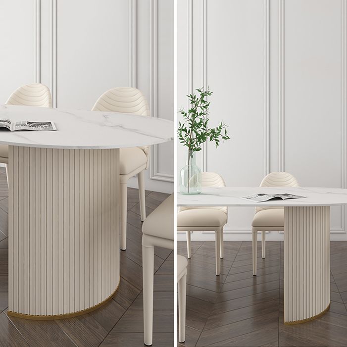 Traditional Luxury Dining Table Oval Dining Table with Double Pedestal Base