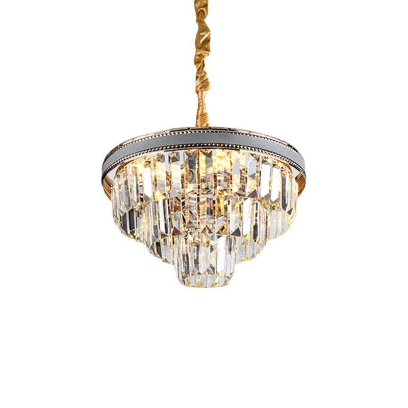 16/6 lichten taps toelopend hangende kroonluchter modern helder kristal prisma plafond hanger lamp, 31,5 "/18,5" breed