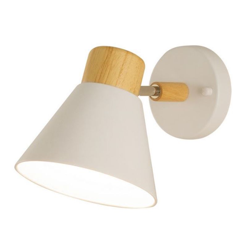 Metal Shaded Wall Light Modernism Wood Lighting for Living Room Foyer