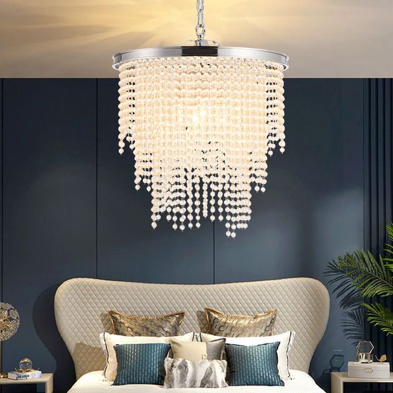 Lampada a sospensione 4 rotonda a cascata a cascata moderna moderna soggiorno di cristallo lussuoso piccola lampada sospesa