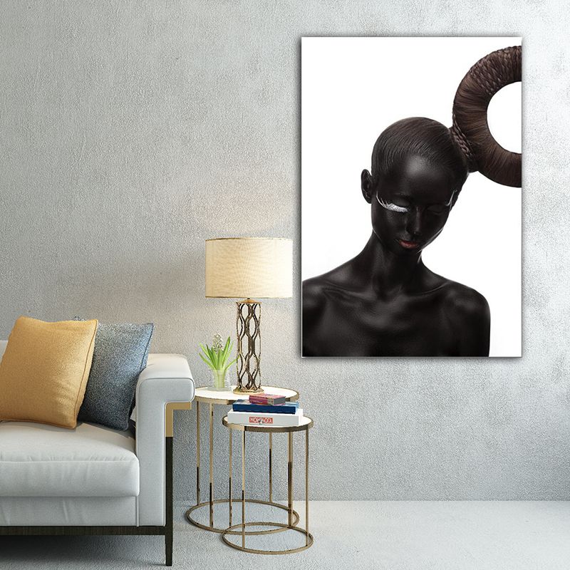 Model Canvas Print Modern Novelty Fashion Figure Wall Art in Dark Color for Home