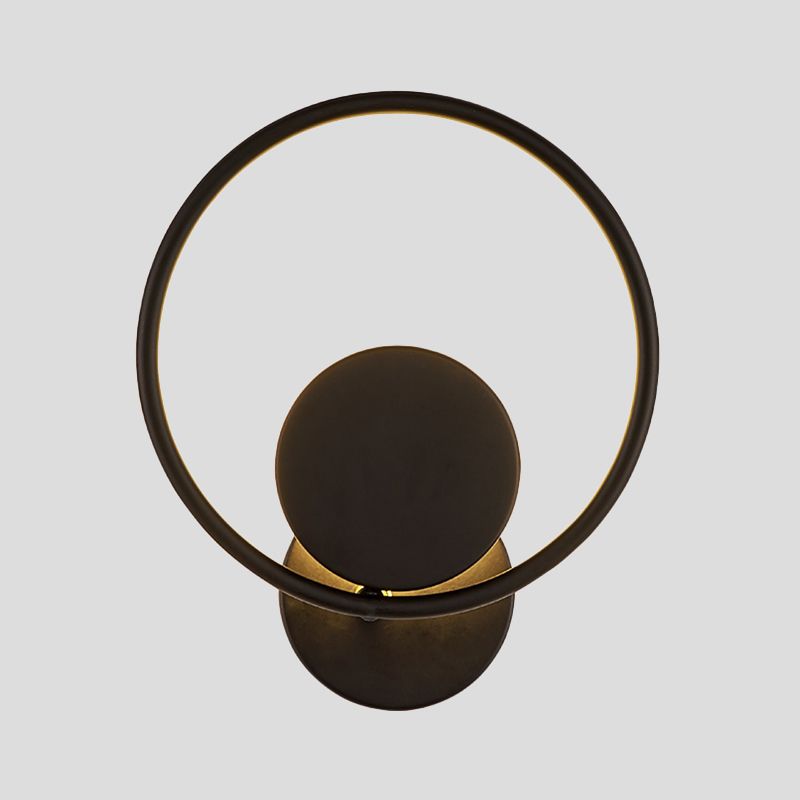 Halo Ring Metallic Sconce Light Minimalist Black Integrated LED Wall Mounted Lamp in Warm/White Light
