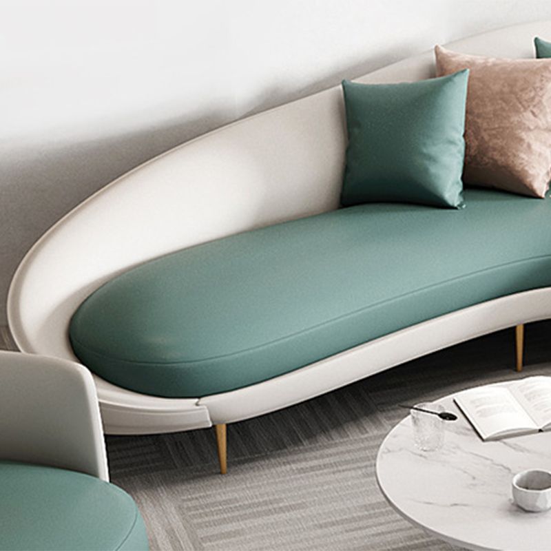 Contemporary Seating Faux Leather Living Room Tuxedo Arm Curved