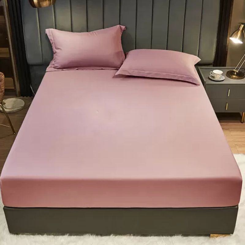 Plain Weave Sheet Solid Color Bed Sheet Breathable Cotton Fitted Sheet